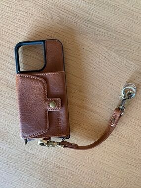 Kindly Brown Phone Case for iPhone 14 Pro with Dual Harness Strap
